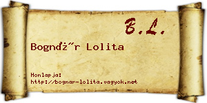 Bognár Lolita névjegykártya